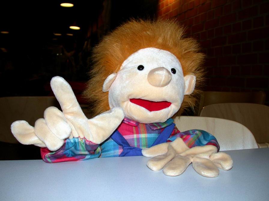 Handpuppe mit Fingeralphabet "ILY"