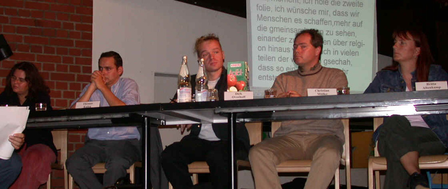 von links nach rechts : Vera Etterich (Bndnis 90/die Grnen), Thomas Kufen (CDU), Dirk Overhoff (PDS), Christian Mller (FDP), Britta Altenkamp (SPD)