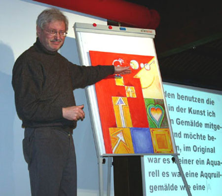 Er erklrt "Gehrlosenkunst" an einem Beispiel